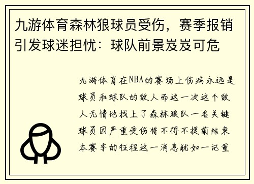 九游体育森林狼球员受伤，赛季报销引发球迷担忧：球队前景岌岌可危